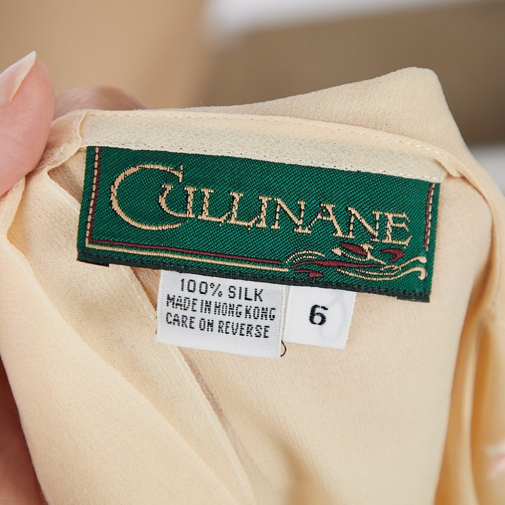 Vintage Deadstock Cullinane 100% Silk Embroidered Blouse Size 6 NOS - Picture 12 of 12